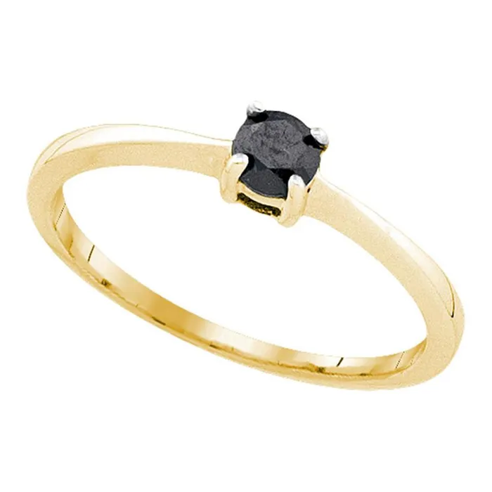 gndatlanta Rings 10k Yellow Gold Round Black Diamond Solitaire Bridal Ring 14 Cttw gndatlanta Rings 10k Yellow Gold Round Black Diamond Solitaire Bridal Ring 14 Cttw