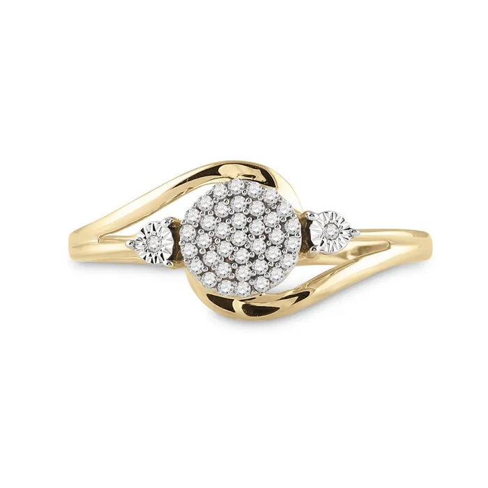 gndatlanta Rings 10k Yellow Gold Round Diamond Concentric Cluster Ring 110 Cttw