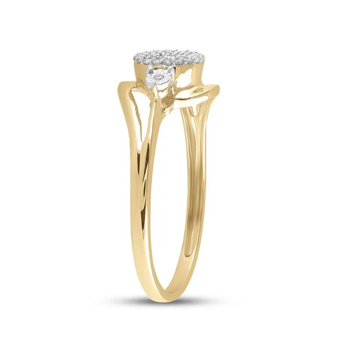 gndatlanta Rings 10k Yellow Gold Round Diamond Concentric Cluster Ring 110 Cttw