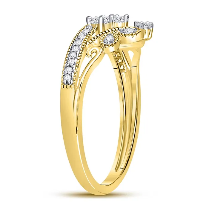 gndatlanta Rings 10k Yellow Gold Round Diamond Crown Tiara Fashion Ring 16 Cttw