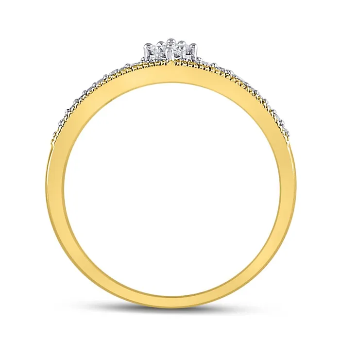 gndatlanta Rings 10k Yellow Gold Round Diamond Crown Tiara Fashion Ring 16 Cttw