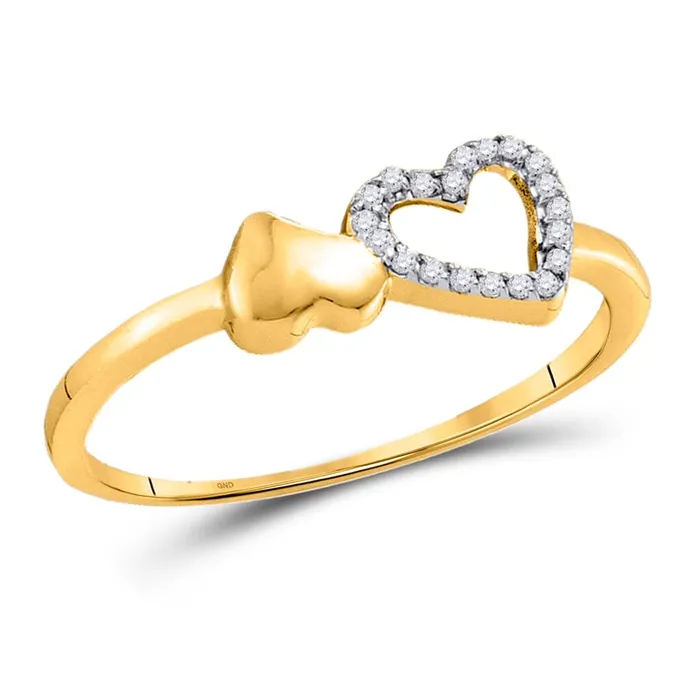 gndatlanta Rings 10k Yellow Gold Round Diamond Sloender Double Heart Ring 120 Cttw gndatlanta Rings 10k Yellow Gold Round Diamond Sloender Double Heart Ring 120 Cttw