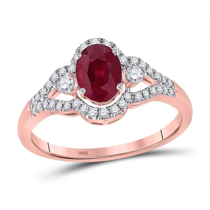 gndatlanta Rings 14k Rose Gold Oval Ruby Solitaire Diamond Ring 158 Cttw gndatlanta Rings 14k Rose Gold Oval Ruby Solitaire Diamond Ring 158 Cttw