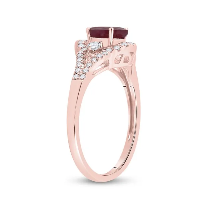 gndatlanta Rings 14k Rose Gold Oval Ruby Solitaire Diamond Ring 158 Cttw