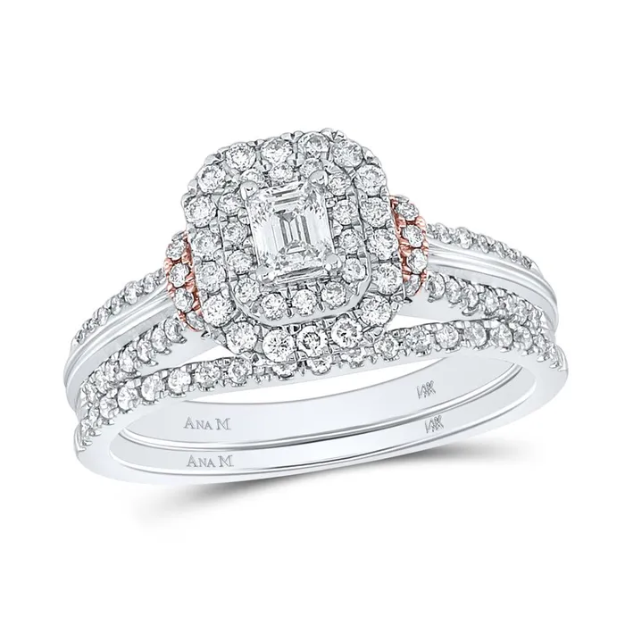 gndatlanta Rings 14k Twotone Gold Emerald Diamond Bridal Wedding Ring Set 1 Cttw Certified gndatlanta Rings 14k Twotone Gold Emerald Diamond Bridal Wedding Ring Set 1 Cttw Certified