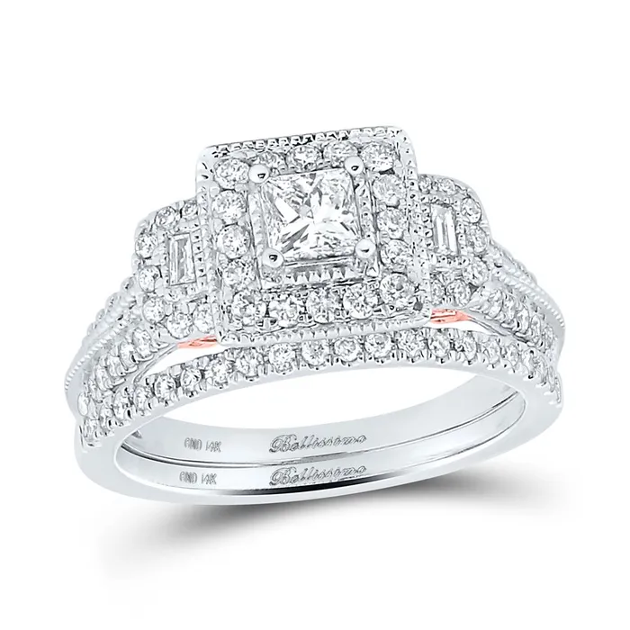 gndatlanta Rings 14k Twotone Gold Princess Diamond Bridal Wedding Ring Set 1 Cttw Certified gndatlanta Rings 14k Twotone Gold Princess Diamond Bridal Wedding Ring Set 1 Cttw Certified