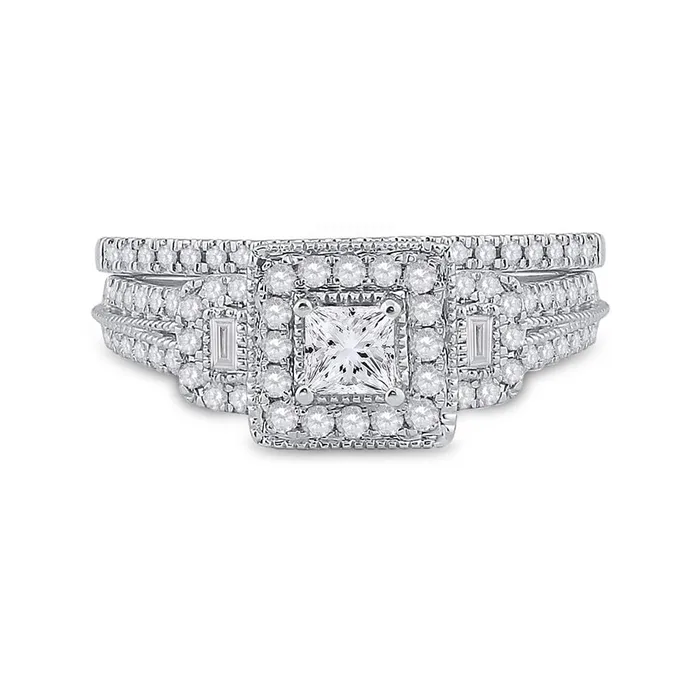 gndatlanta Rings 14k Twotone Gold Princess Diamond Bridal Wedding Ring Set 1 Cttw Certified