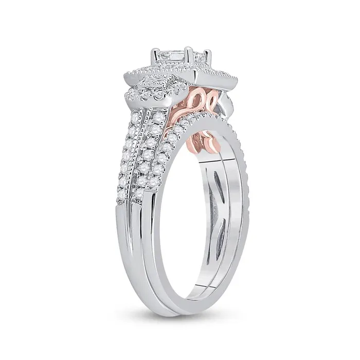gndatlanta Rings 14k Twotone Gold Princess Diamond Bridal Wedding Ring Set 1 Cttw Certified