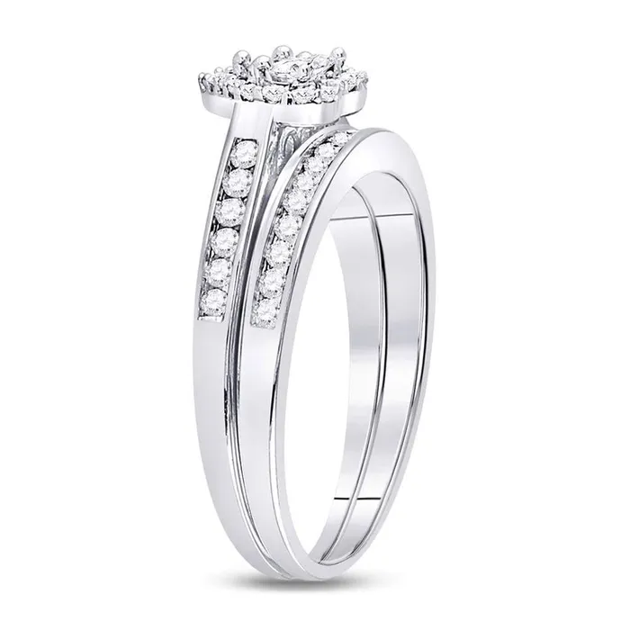 gndatlanta Rings 14k White Gold Diamond Heart Bridal Wedding Ring Set 12 Cttw