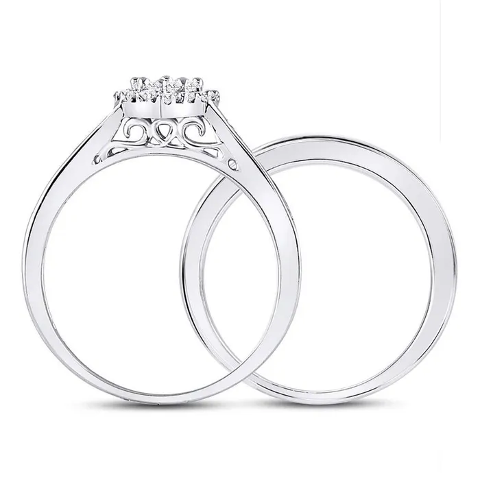 gndatlanta Rings 14k White Gold Diamond Heart Bridal Wedding Ring Set 12 Cttw