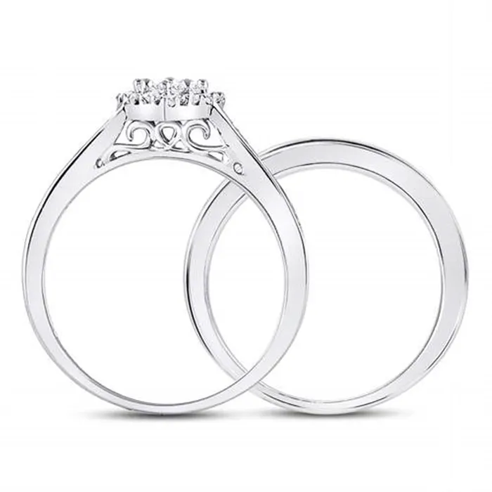 gndatlanta Rings 14k White Gold Diamond Heart Bridal Wedding Ring Set 12 Cttw