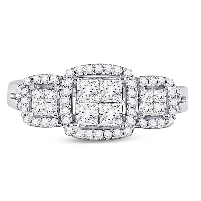 gndatlanta Rings 14k White Gold Princess Diamond 3stone Ring 1 Cttw