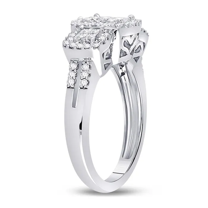 gndatlanta Rings 14k White Gold Princess Diamond 3stone Ring 1 Cttw