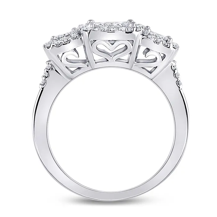 gndatlanta Rings 14k White Gold Princess Diamond 3stone Ring 1 Cttw
