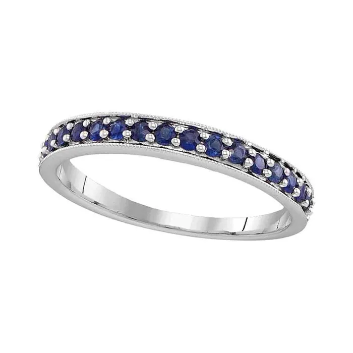 gndatlanta Rings 14k White Gold Round Blue Sapphire Single Row Band 12 Cttw gndatlanta Rings 14k White Gold Round Blue Sapphire Single Row Band 12 Cttw