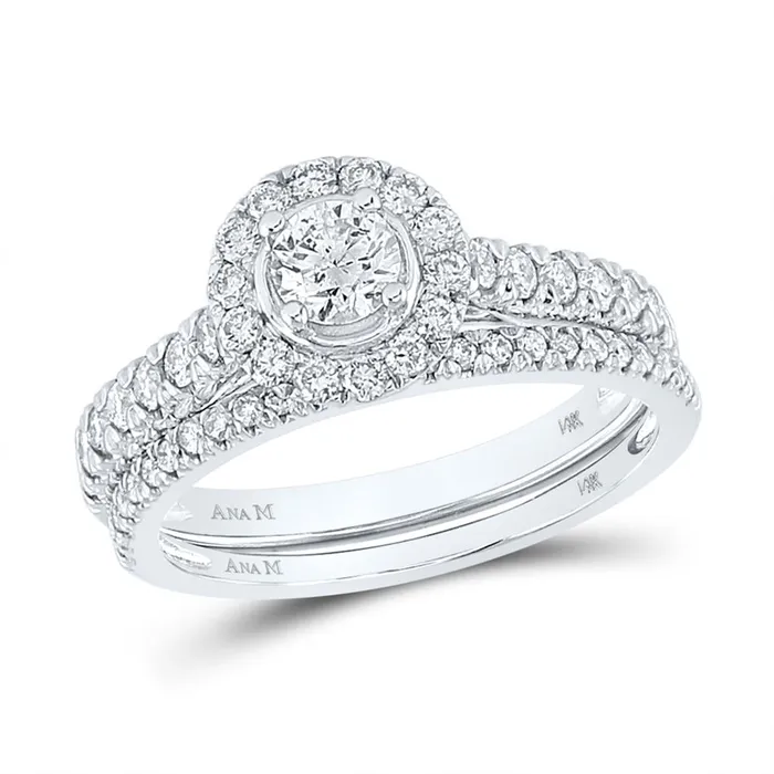 gndatlanta Rings 14k White Gold Round Diamond Bridal Wedding Ring Set 1 Cttw Certified