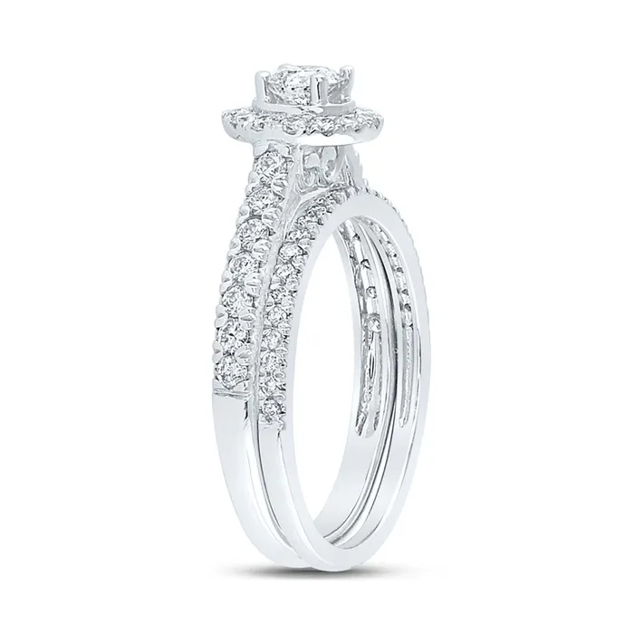 gndatlanta Rings 14k White Gold Round Diamond Bridal Wedding Ring Set 1 Cttw Certified