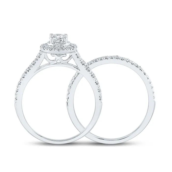 gndatlanta Rings 14k White Gold Round Diamond Bridal Wedding Ring Set 1 Cttw Certified