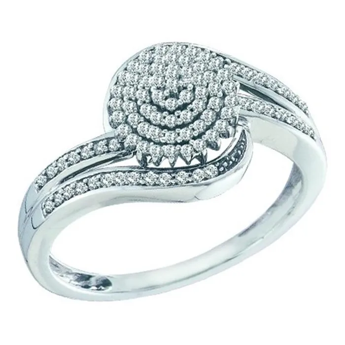 gndatlanta Rings 14k White Gold Round Diamond Cluster Ring 13 Cttw