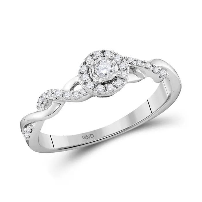 gndatlanta Rings 14k White Gold Round Diamond Solitaire Twist Bridal Engagement Ring 15 Cttw
