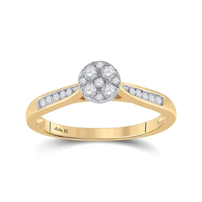 gndatlanta Rings 14k Yellow Gold Round Diamond Cluster Ring 14 Cttw