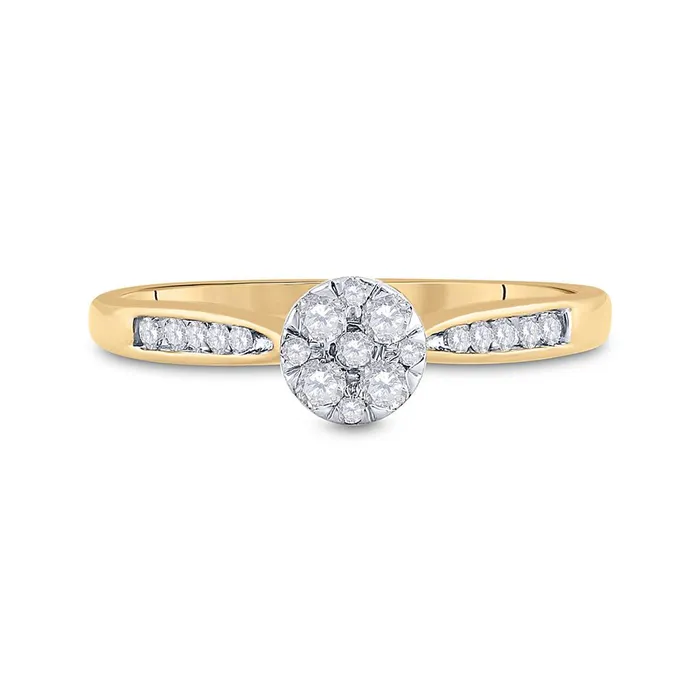 gndatlanta Rings 14k Yellow Gold Round Diamond Cluster Ring 14 Cttw