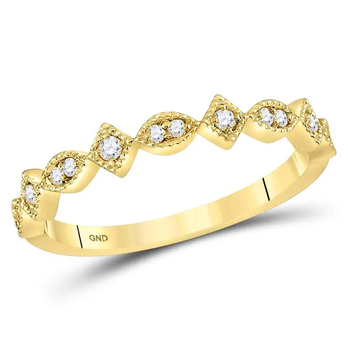gndatlanta Rings 14k Yellow Gold Round Diamond Geometric Stackable Band Ring 110 Ctw