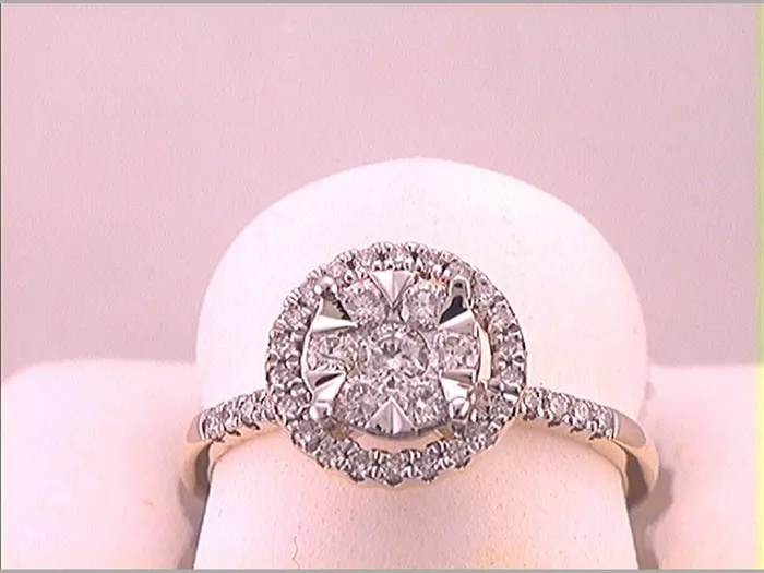 gndatlanta Rings 14k Yellow Gold Round Diamond Halo Flower Cluster Ring 12 Cttw gndatlanta Rings 14k Yellow Gold Round Diamond Halo Flower Cluster Ring 12 Cttw