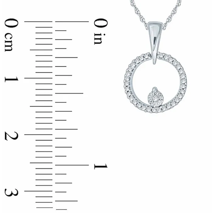 Goldia 01 CT TW Natural Diamond Circle Pendant in Sterling Silver Necklaces Goldia 01 CT TW Natural Diamond Circle Pendant in Sterling Silver Necklaces