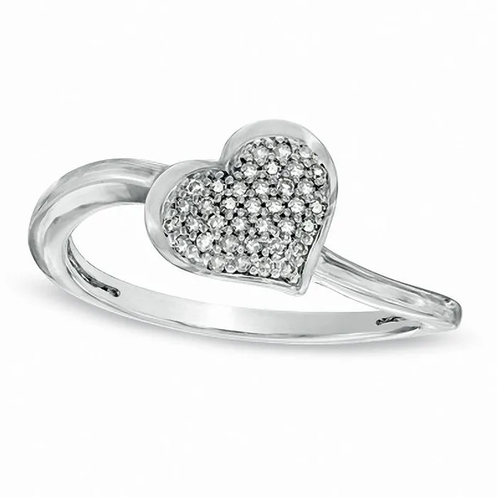 Goldia 013 CT TW Natural Diamond Cluster Tilted Heart Promise Ring in Sterling Silver Size 7 Rings Goldia 013 CT TW Natural Diamond Cluster Tilted Heart Promise Ring in Sterling Silver Size 7 Rings
