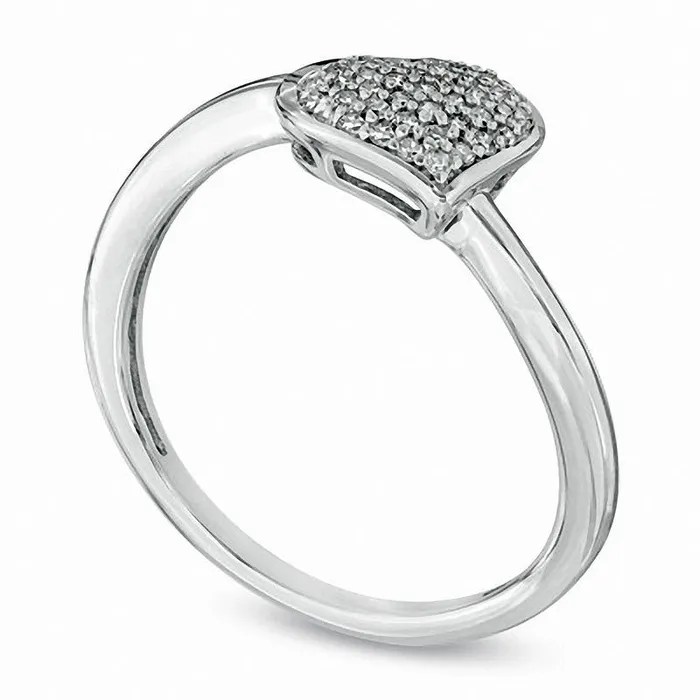 Goldia 013 CT TW Natural Diamond Cluster Tilted Heart Promise Ring in Sterling Silver Size 7 Rings Goldia 013 CT TW Natural Diamond Cluster Tilted Heart Promise Ring in Sterling Silver Size 7 Rings