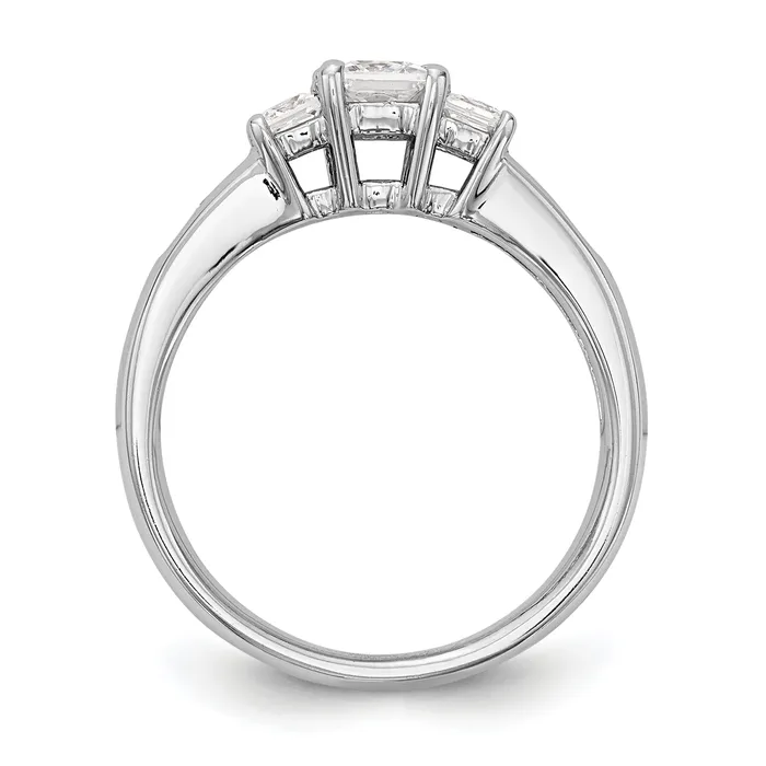 Goldia 016ct CZ Solid Real 14K White Gold 3Stone Engagement Ring Rings