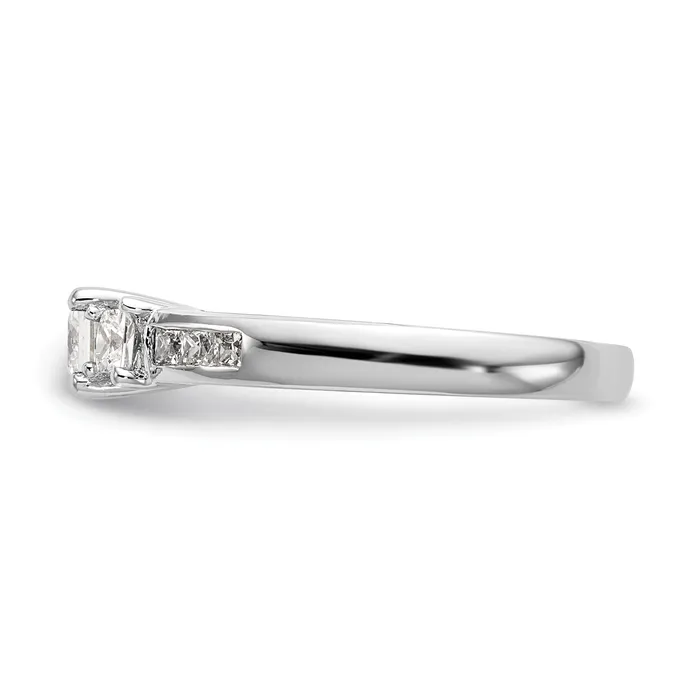 Goldia 016ct CZ Solid Real 14K White Gold 3Stone Engagement Ring Rings