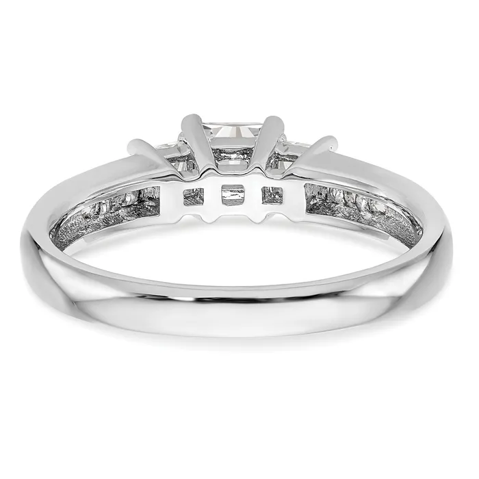 Goldia 016ct CZ Solid Real 14K White Gold 3Stone Engagement Ring Rings