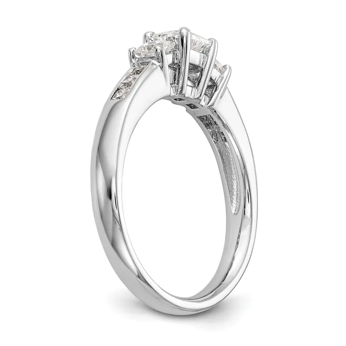 Goldia 016ct CZ Solid Real 14K White Gold 3Stone Engagement Ring Rings