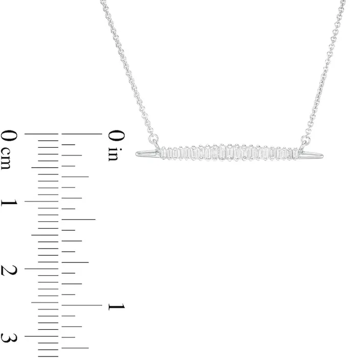 Goldia 025 CT TW Baguette Natural Diamond Horizontal Bar Necklace in 10K White Gold Necklaces Goldia 025 CT TW Baguette Natural Diamond Horizontal Bar Necklace in 10K White Gold Necklaces