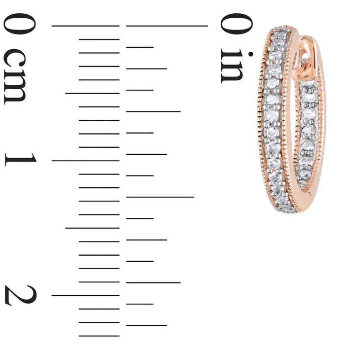 Goldia 025 CT TW Diamond InsideOut VintageStyle Huggie Hoop Earrings in 14K Rose Gold Earrings Goldia 025 CT TW Diamond InsideOut VintageStyle Huggie Hoop Earrings in 14K Rose Gold Earrings