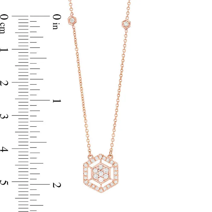 Goldia 025 CT TW Natural Diamond Hexagon Frame Necklace in 14K Rose Gold Necklaces Goldia 025 CT TW Natural Diamond Hexagon Frame Necklace in 14K Rose Gold Necklaces