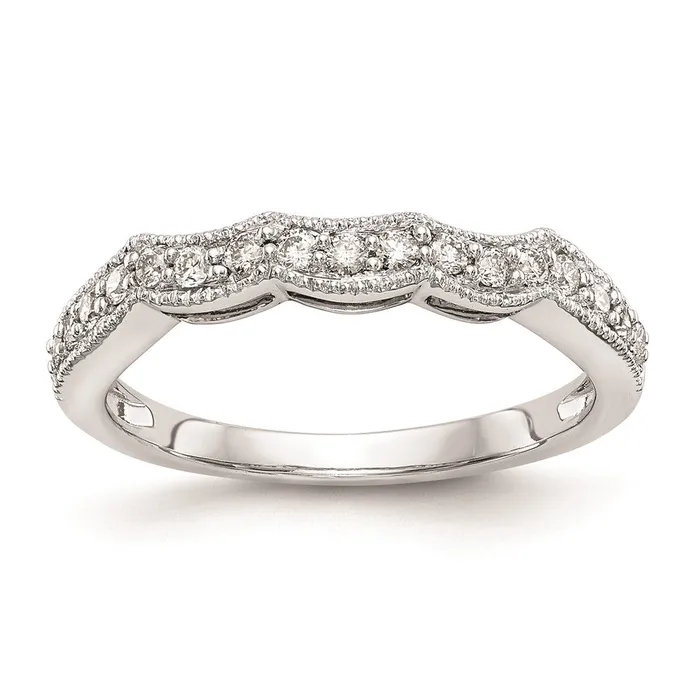 Goldia 025ct CZ Solid Real 14K White Gold Wedding Wedding Band Ring Rings