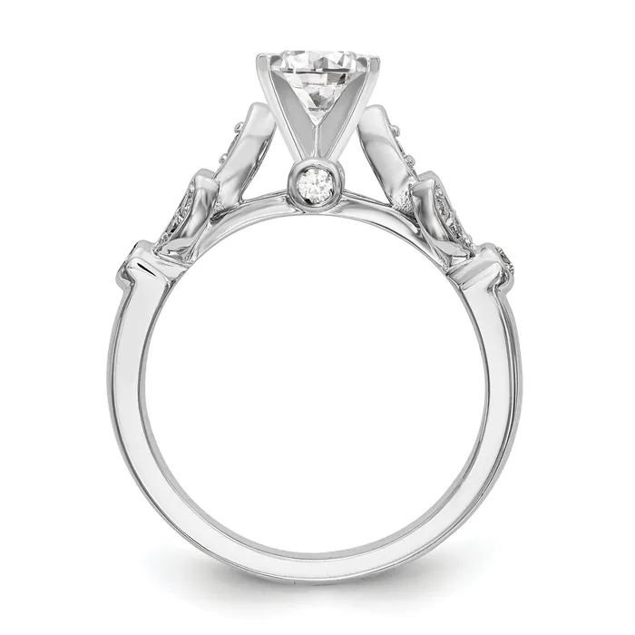 Goldia 029ct CZ Solid Real 14K White Gold Peg Set Engagement Ring Rings
