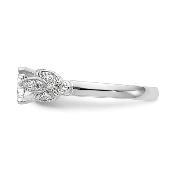 Goldia 029ct CZ Solid Real 14K White Gold Peg Set Engagement Ring Rings