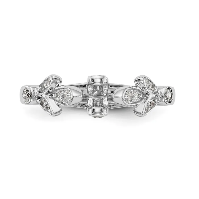 Goldia 029ct CZ Solid Real 14K White Gold Peg Set Engagement Ring Rings