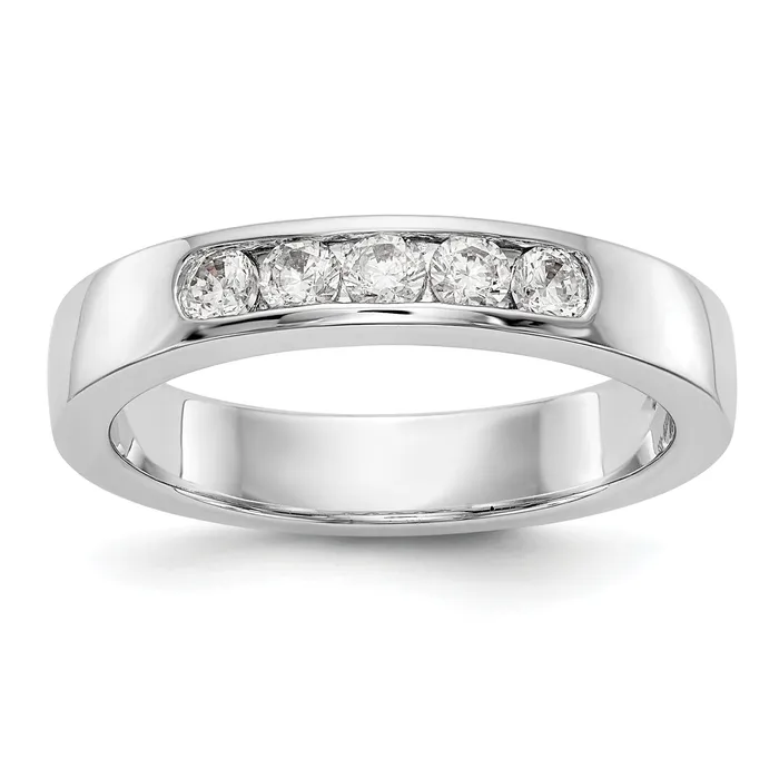 Goldia 030ct CZ Solid Real 14K White Gold 5Stone Channel Wedding Band Ring Rings Goldia 030ct CZ Solid Real 14K White Gold 5Stone Channel Wedding Band Ring Rings