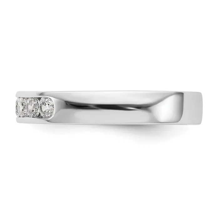 Goldia 030ct CZ Solid Real 14K White Gold 5Stone Channel Wedding Band Ring Rings