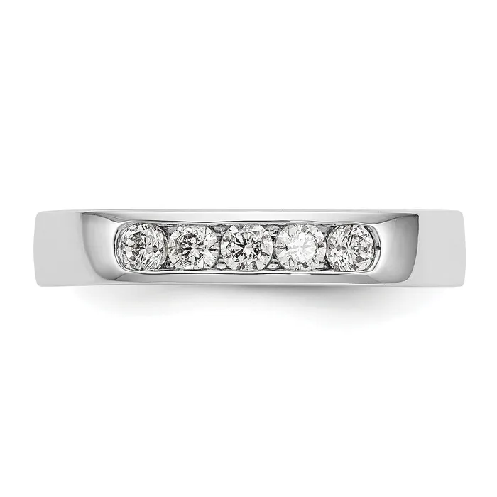 Goldia 030ct CZ Solid Real 14K White Gold 5Stone Channel Wedding Band Ring Rings