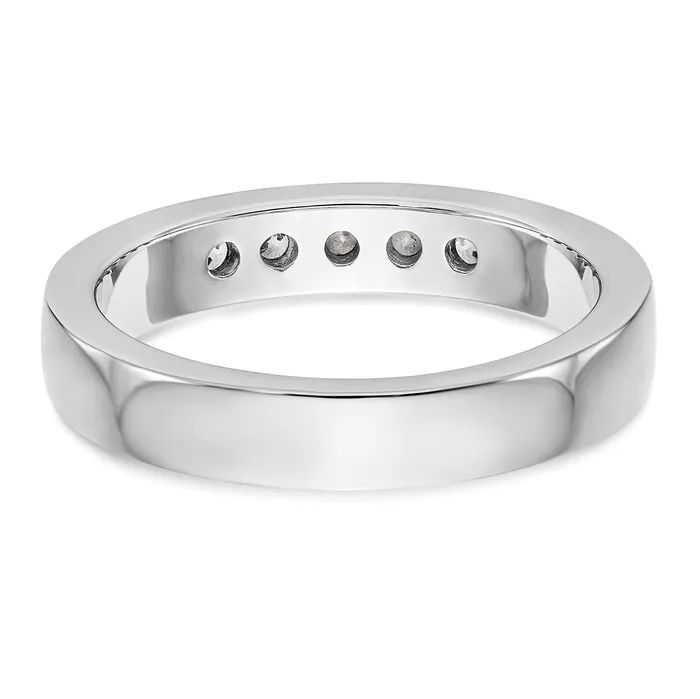 Goldia 030ct CZ Solid Real 14K White Gold 5Stone Channel Wedding Band Ring Rings