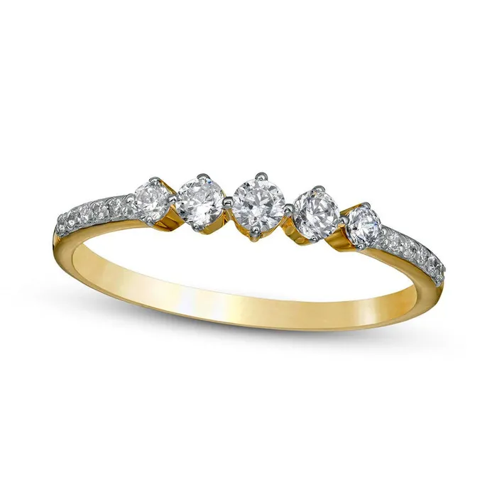 Goldia 033 CT TW Natural Diamond Five Stone Anniversary Band in Solid 10K Yellow Gold Rings Goldia 033 CT TW Natural Diamond Five Stone Anniversary Band in Solid 10K Yellow Gold Rings