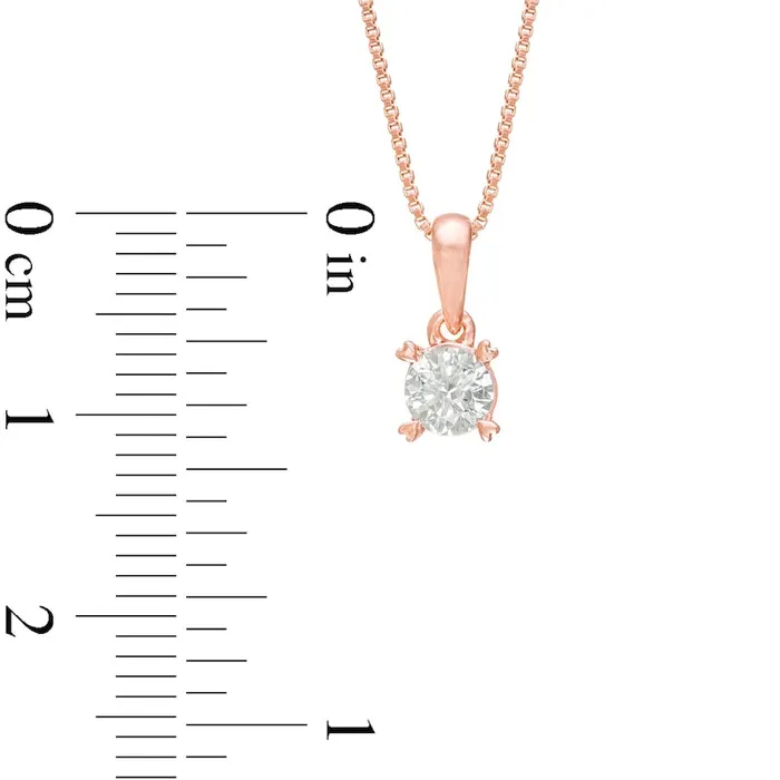 Goldia 038 CT TW Natural Clarity Enhanced Solitaire with Heart Prongs Pendant in 10K Rose Gold Necklaces Goldia 038 CT TW Natural Clarity Enhanced Solitaire with Heart Prongs Pendant in 10K Rose Gold Necklaces