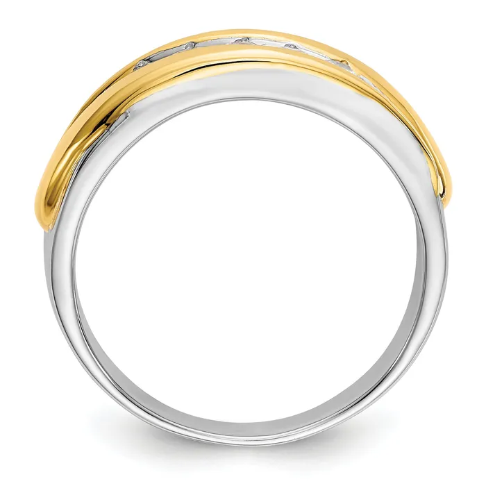 Goldia 040ct CZ Solid Real 14k Twotone Mens Wedding Band Ring Rings