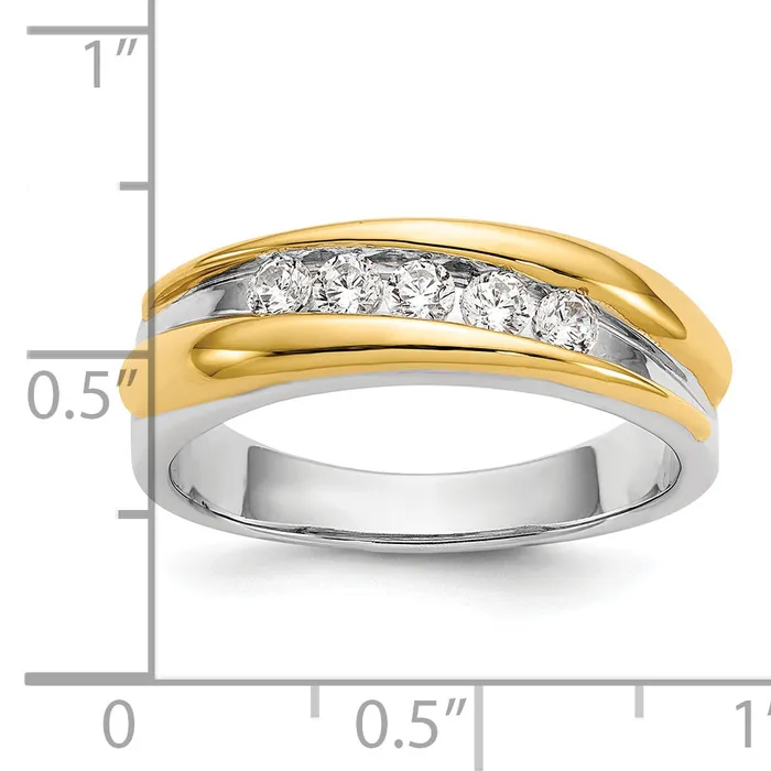 Goldia 040ct CZ Solid Real 14k Twotone Mens Wedding Band Ring Rings